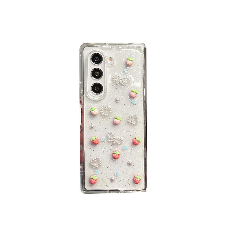 Для Samsung Zflip6 Складной экран-раскладушка Прозрачный чехол для телефона из капельного клея Zfold5 Клубничная любовь Женская новая модель