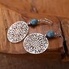 Vintage Women Hook Earrings Big Hollow Round Flower Bead Pendant Party Jewelry
