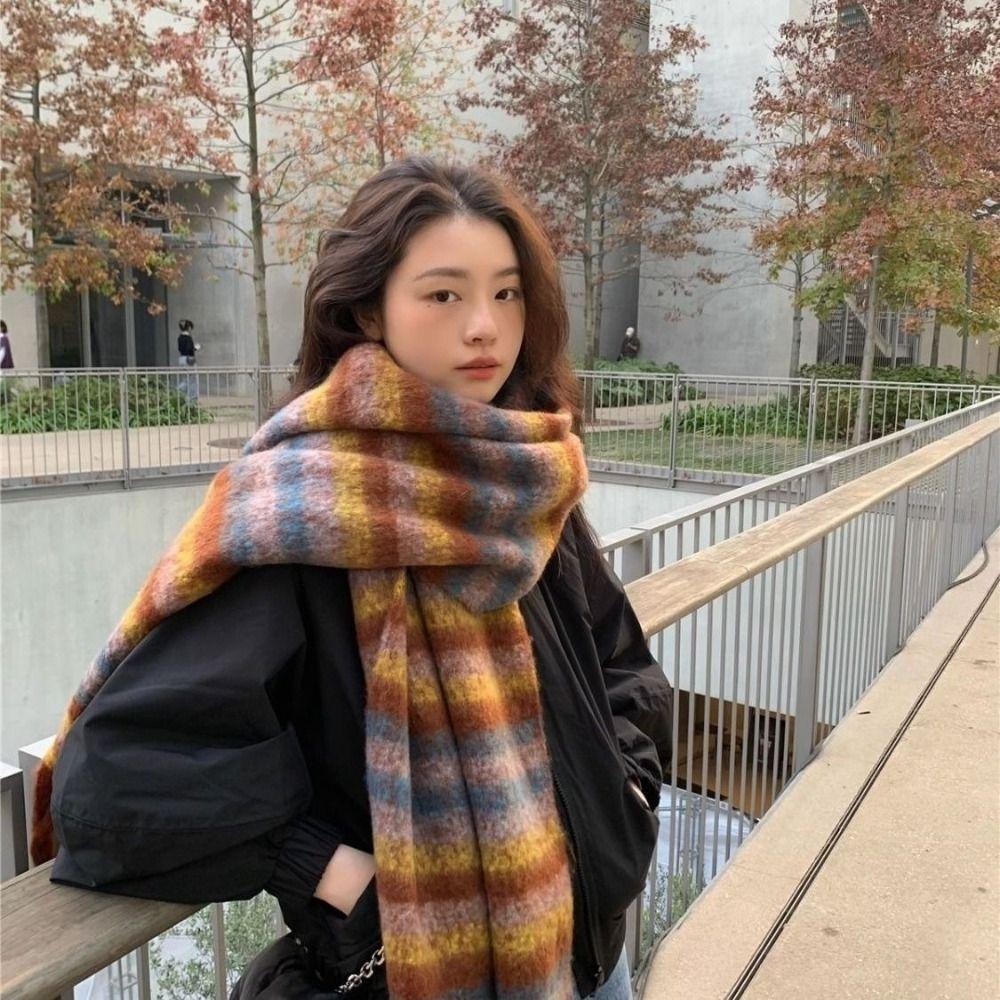 Soft Long Tassel Scarves Warm Thickened Shawl Wrap Retro Winter Cashmere Scarf Women