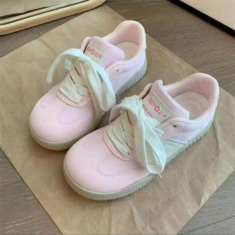 Розовые туфли на толстой подошве женские моральная подготовка 2025 осень новинка шик нишевые универсальные студенческие спортивные и для отдыха белые туфли