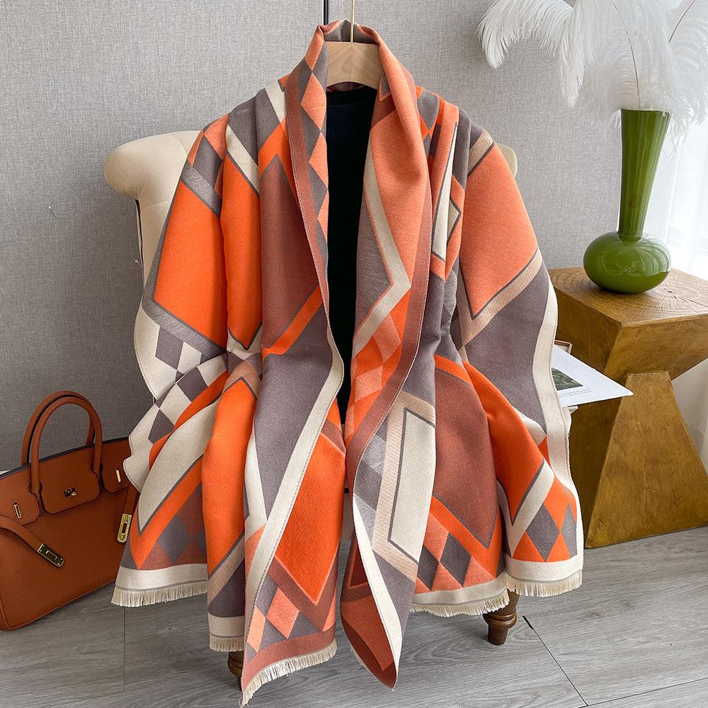 Chic Geometric Plaid Scarf - Generously Sized & Luxuriously Soft - Timeless Black & White Color Block with Tassel Accents Perfect for Autumn & Winter