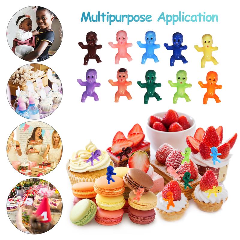 100Pcs Mini Plastic Babies Tiny Baby Figurines Small Party Favor Supplies Shower Birthday Decorations Cake Topper Ice Cube