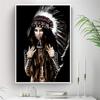 Плакат черная кожа в стиле бохо с перьями для женщин, настенная живопись на холсте, постеры и принты, настенные картины на холсте для гостиной