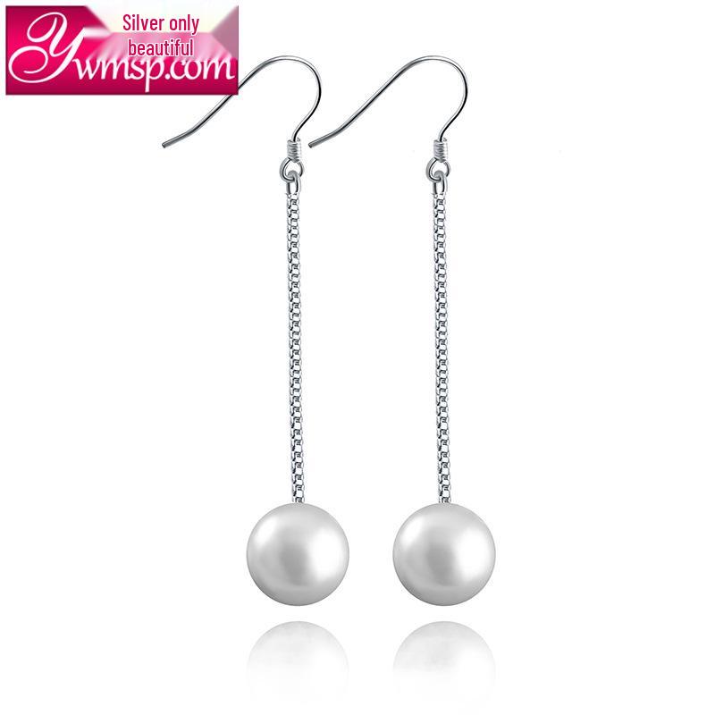 Серебряные серьги-продевки 925 пробы с жемчугом и кристаллами: Корейские модные украшения в трех стилях