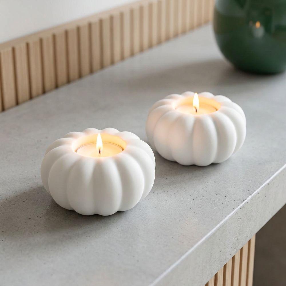 Fall Style Halloween Pumpkin Candle Holder 3D Printed Tabletop Candlestick Home Holiday Decor