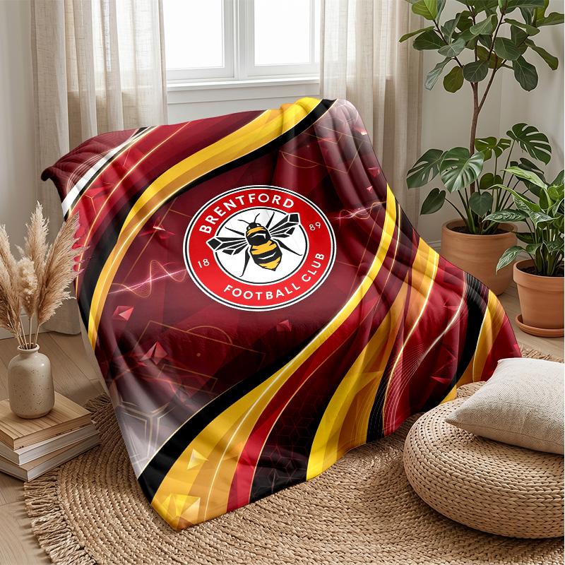 Brentford Football Print Flannel Blanket, Soft Warm Lightweight Throw Blanket for Sofa Bed Camping