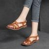 Simple Genuine Leather Flat Sandals Casual Solid Color Soft Sole Comfortable Versatile Women Shoes