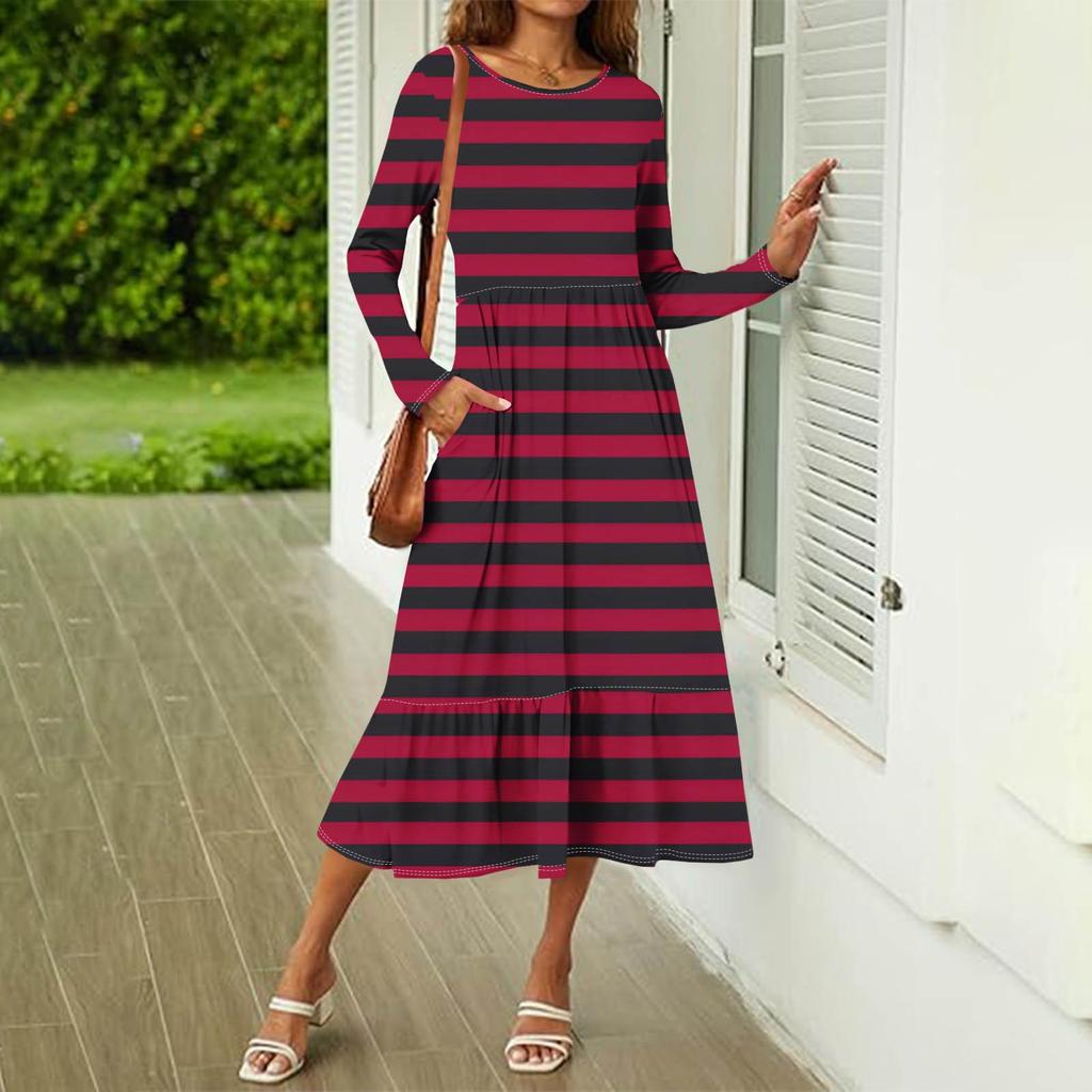 Женское повседневное платье с принтом, весенние платья с круглым вырезом и длинным рукавом