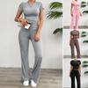 Women'S Spring And Summer Temperament Vacation Comfortable Versatile Commuting Casual Solid Color Slim Fit Short Sleeved Long Pants Set