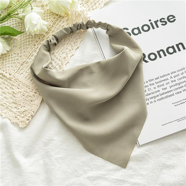 Summer Women Solid Color Head Scarf Vintage Triangle Bandanas Chiffon Elastic Hairbands Children Girl Headbands Hair Accessories