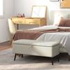 Linen-Look 92 x 31cm Storage Ottoman - Cream White