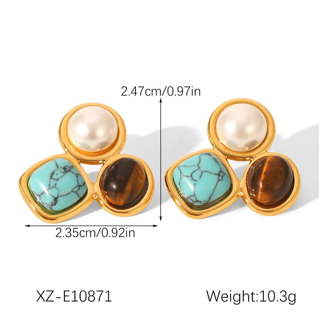 Серьги из нержавеющей стали с натуральным камнем бирюзой: Ювелирные изделия из титановой стали высокого класса