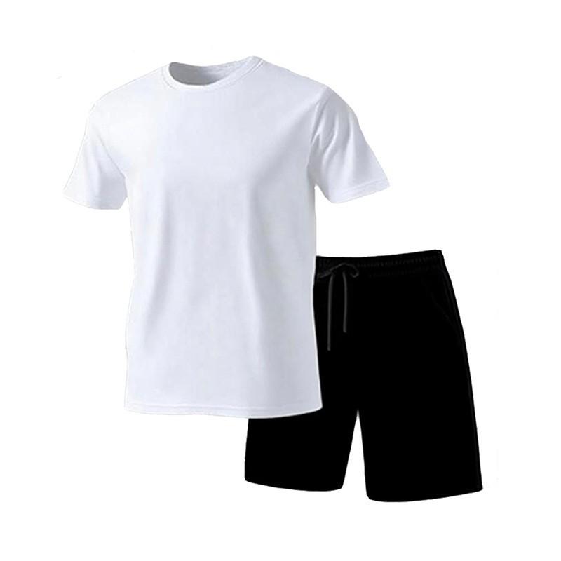 Mens Breathable Mesh 2-Piece Sportswear Set - Short Sleeve Tee Shorts Running Casual Wear