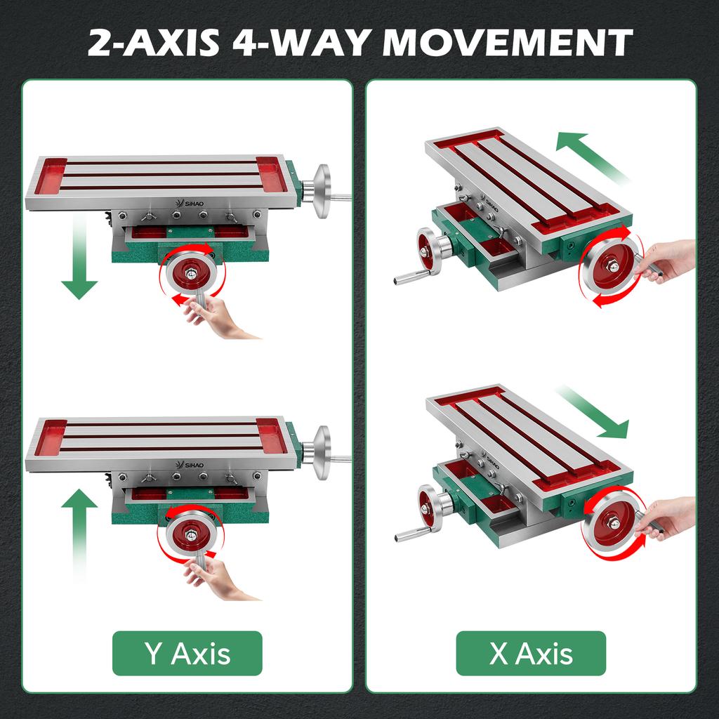 SIHAO Bench Drill Upgrade Machining Parts, 2 Axis 4 Directions XY Compound Worktable in 17.7*6.7in Size