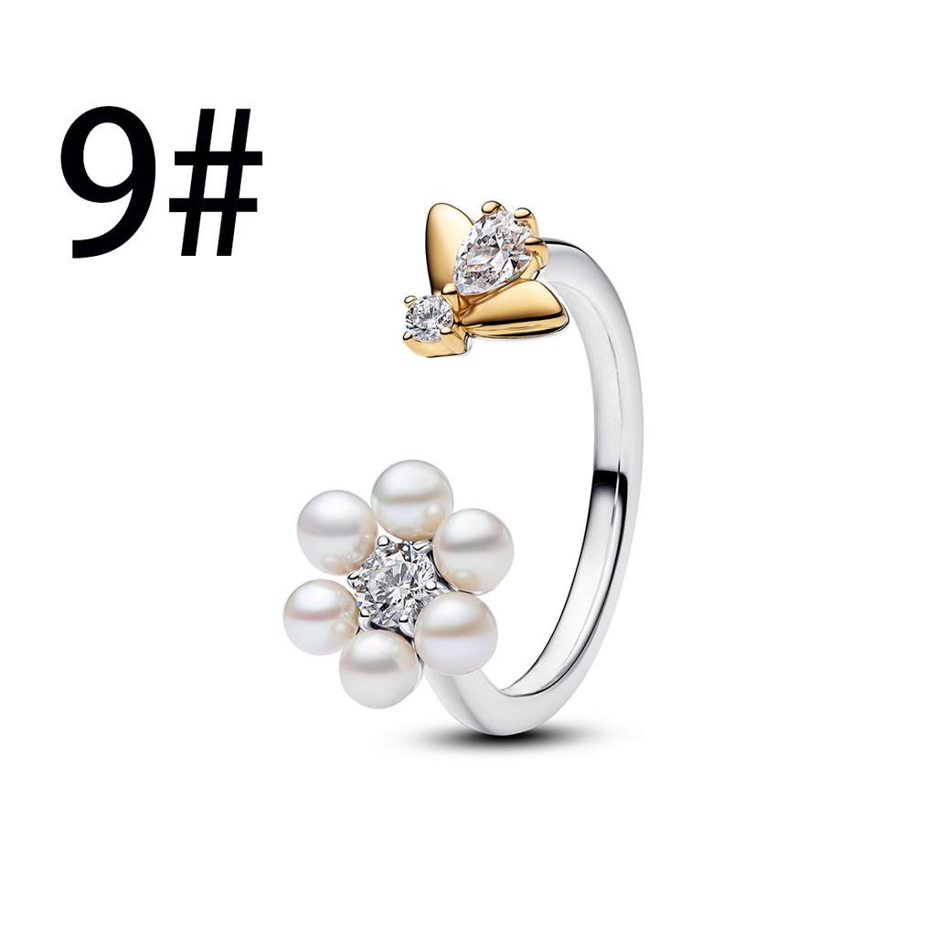 New 925 Silver Pearl Set Charms Ring Fish Flower Earrings Bead Pendant Fit Bracelet Necklace Jewelry Gift