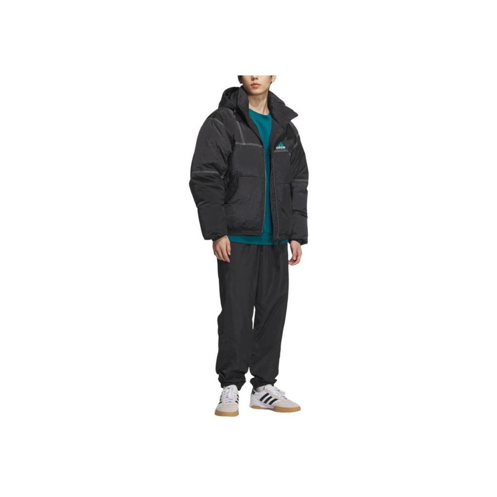adidas Equipment Series SS25 свободная теплая спортивная куртка на утином пуху с капюшоном мужская куртка черного цвета KA7979