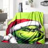 Grinch Christmas Hat Blanket Soft Throw Blanket For Home Bedroom Bed Sofa Travel Office Solid Christmas Blanket