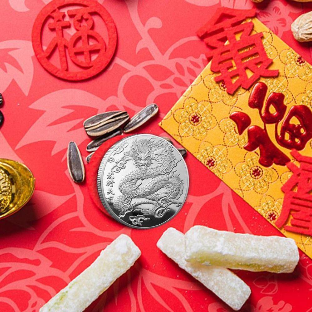 Двусторонние монеты с тиснением дракона, золотые коллекционные монеты, монета китайского зодиака Дракона, Новый год