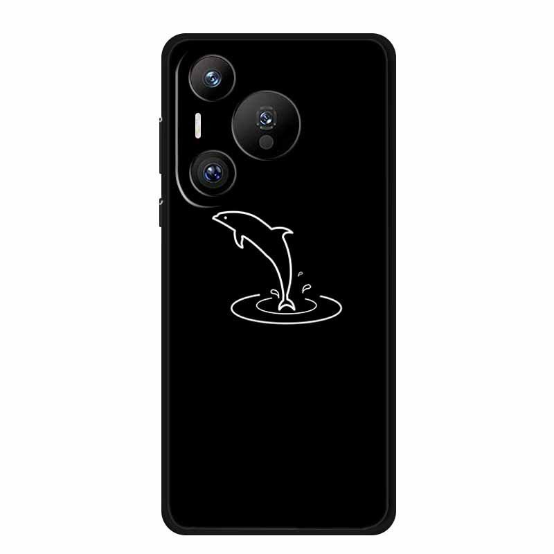 Совместимо с Huawei Pura 70 Pro: Черный мягкий ТПУ чехол для телефона с простыми линиями