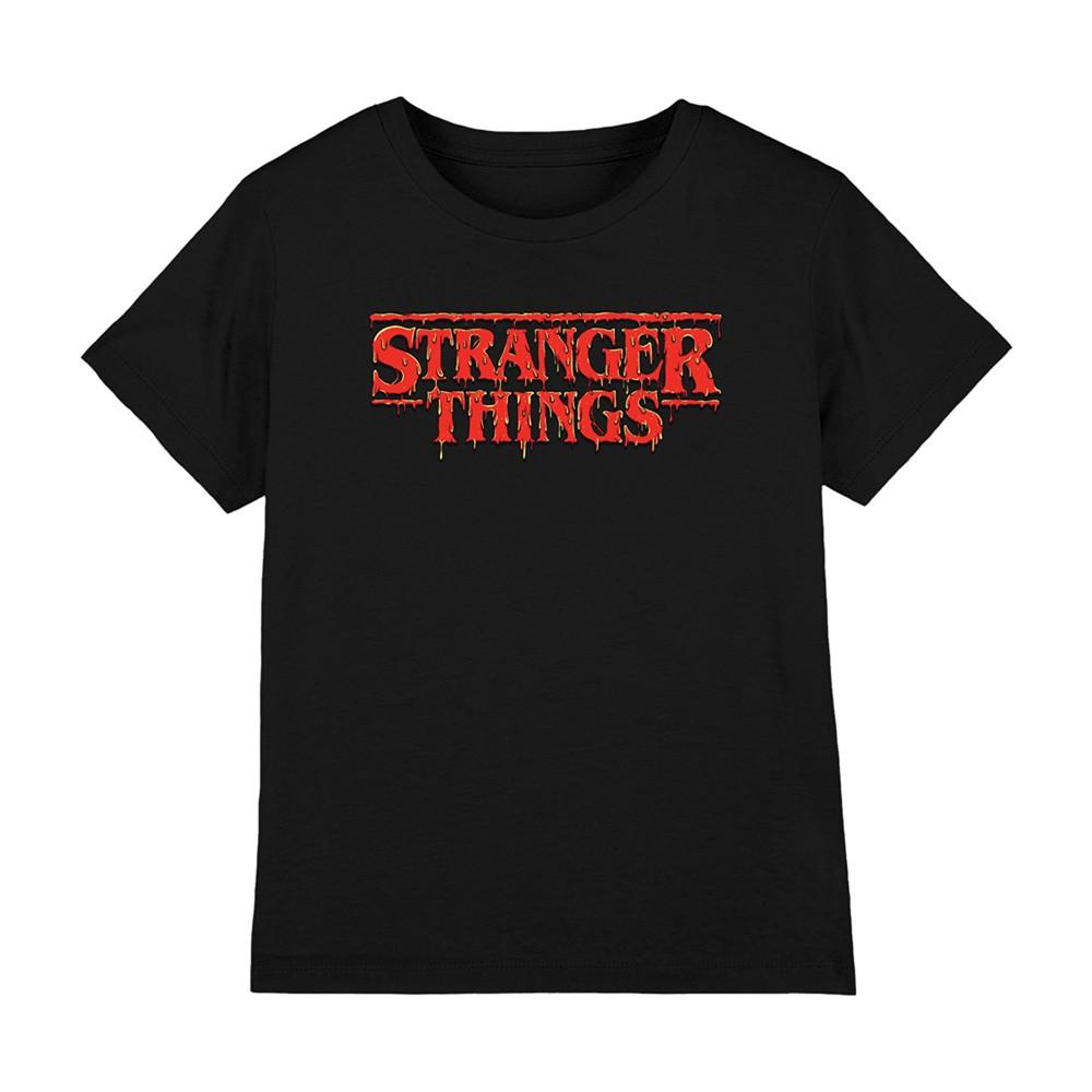 Stranger Things Red Drip Logo Kids T-Shirt 7-13 Years Black
