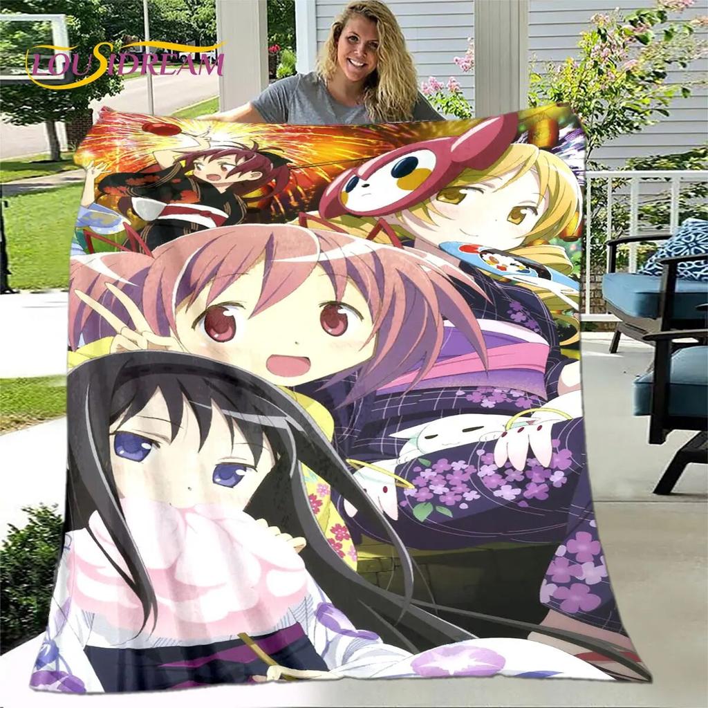 Puella Magi Madoka Magica Cartoon Soft Plush Blanket,Flannel Blanket Throw Blanket for Living Room Bedroom Bed Sofa Picnic Cover