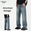 Осенне-зимние новые мужские ретро-стираемые прямые джинсы брюки Vibe удобные свободные брюки простые светло-голубые джинсы