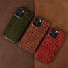 Ostrich Genuine Leather Case For iphone 16 Pro Max 15pro 14 13 12 11 XR XSMAX SE4  Real Cowhide Back Cover Coque Shell