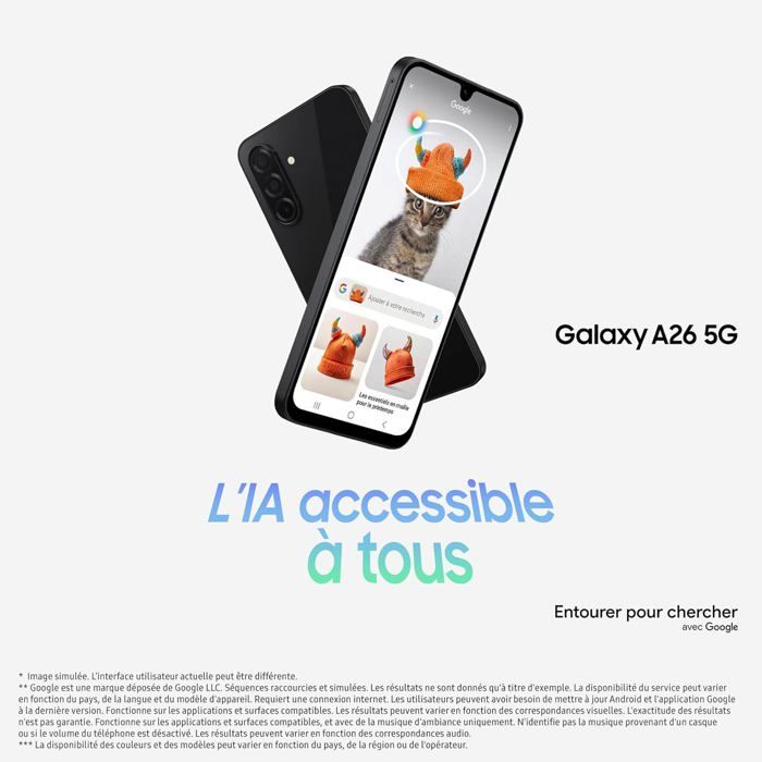 Smartphone - SAMSUNG - Galaxy A26 - 8 Go RAM - 256 Go - 5G NR - Écran 6,7" Super AMOLED
