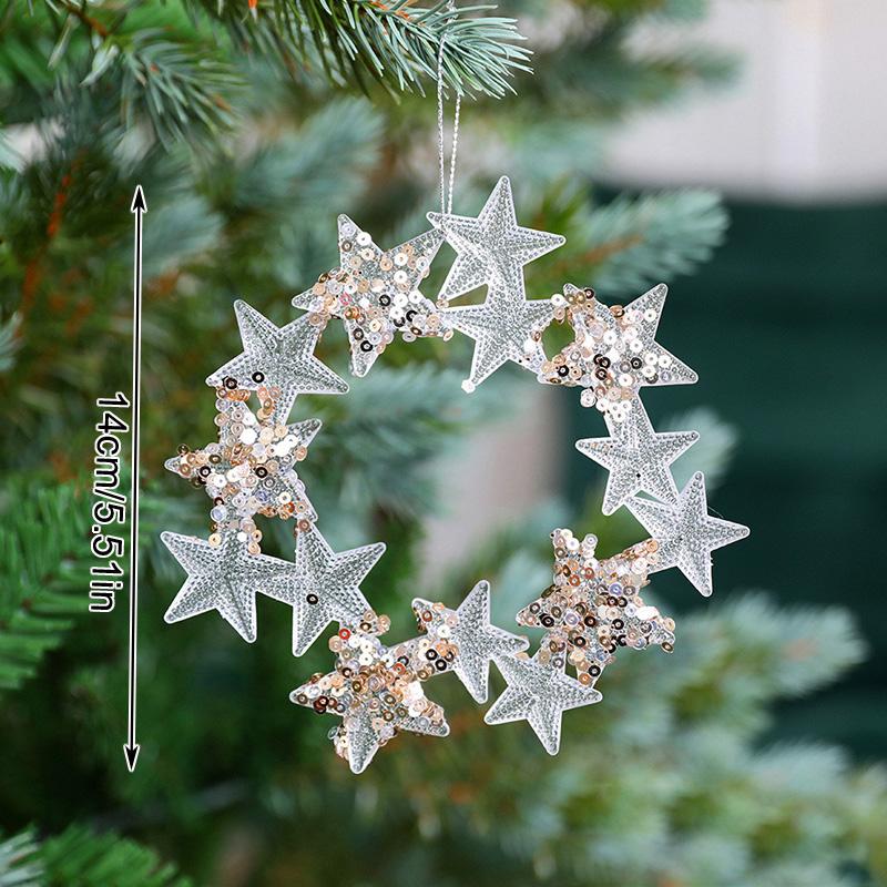 Creative Five Pointed Star Heart Wings Elk Peace Dove Christmas Tree Pendant