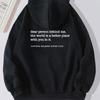 Women'S Fleece Shoulder Sleeve Sweater Plain Letter Print Kangaroo Pocket Drawstring Print Hoodie