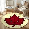 Elegant Round Maple Leaf Red Area Rug, Non-Slip Floor Mat for Bedroom