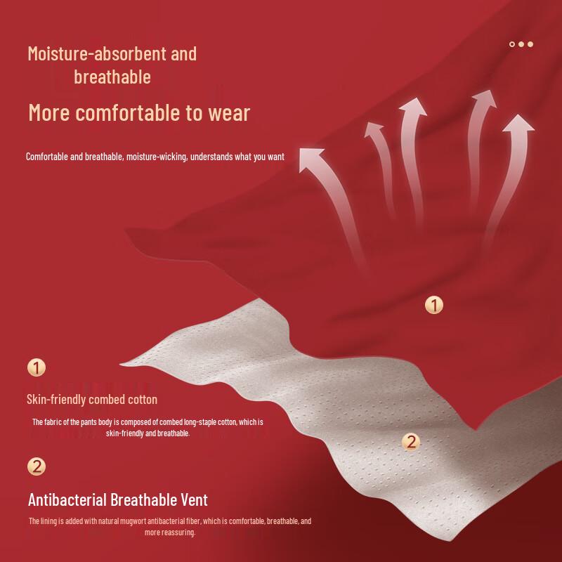 Мужские красные боксеры-брифы из гребенного хлопка Hengyuanxiang, 4 штуки