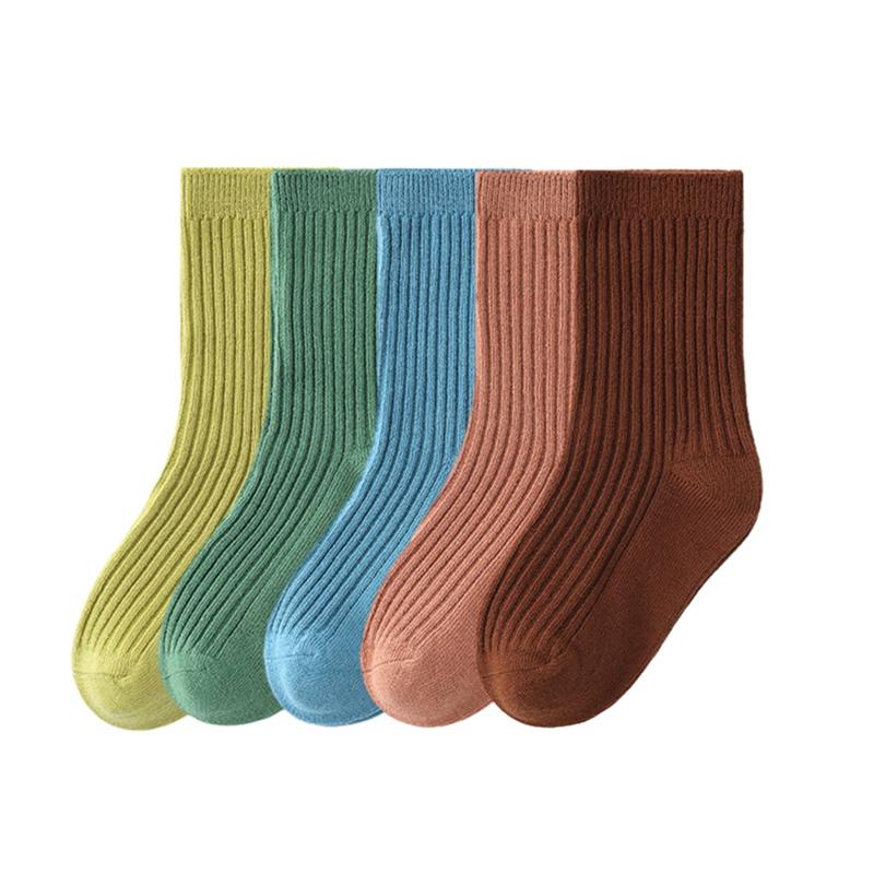 Детские носки, 5 пар однотонных детских носков средней длины