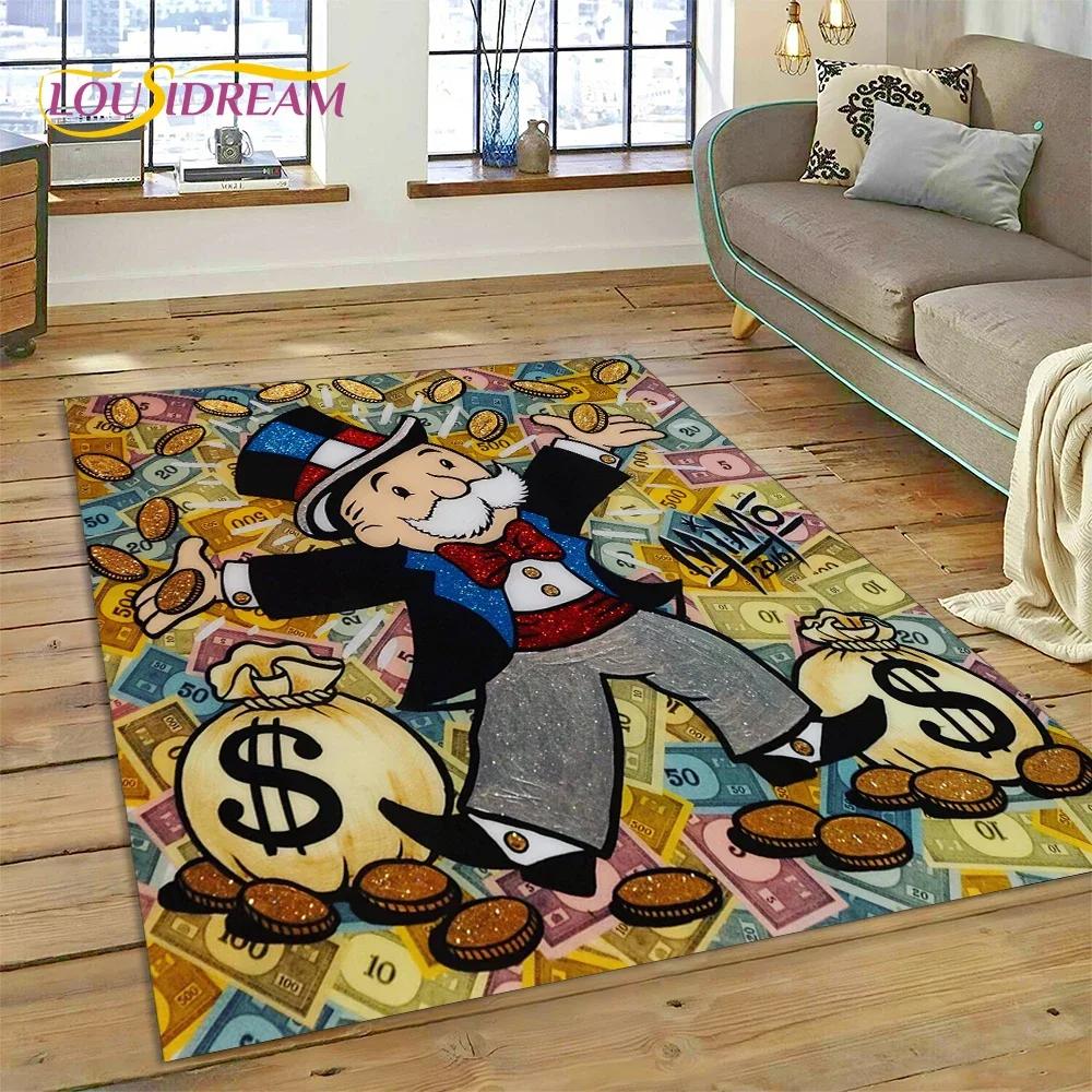 Game Dollar Monopoly Cartoon Money Carpet Rug for Bedroom Living Room Home Sofa Decoration,Children Game Large Decor Floor Mat