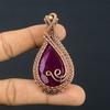 Рубиновый кулон Ювелирные изделия из драгоценных камней, Кулон ручной работы, обернутый медной проволокой 999 пробы, Ювелирные изделия новейшего дизайна