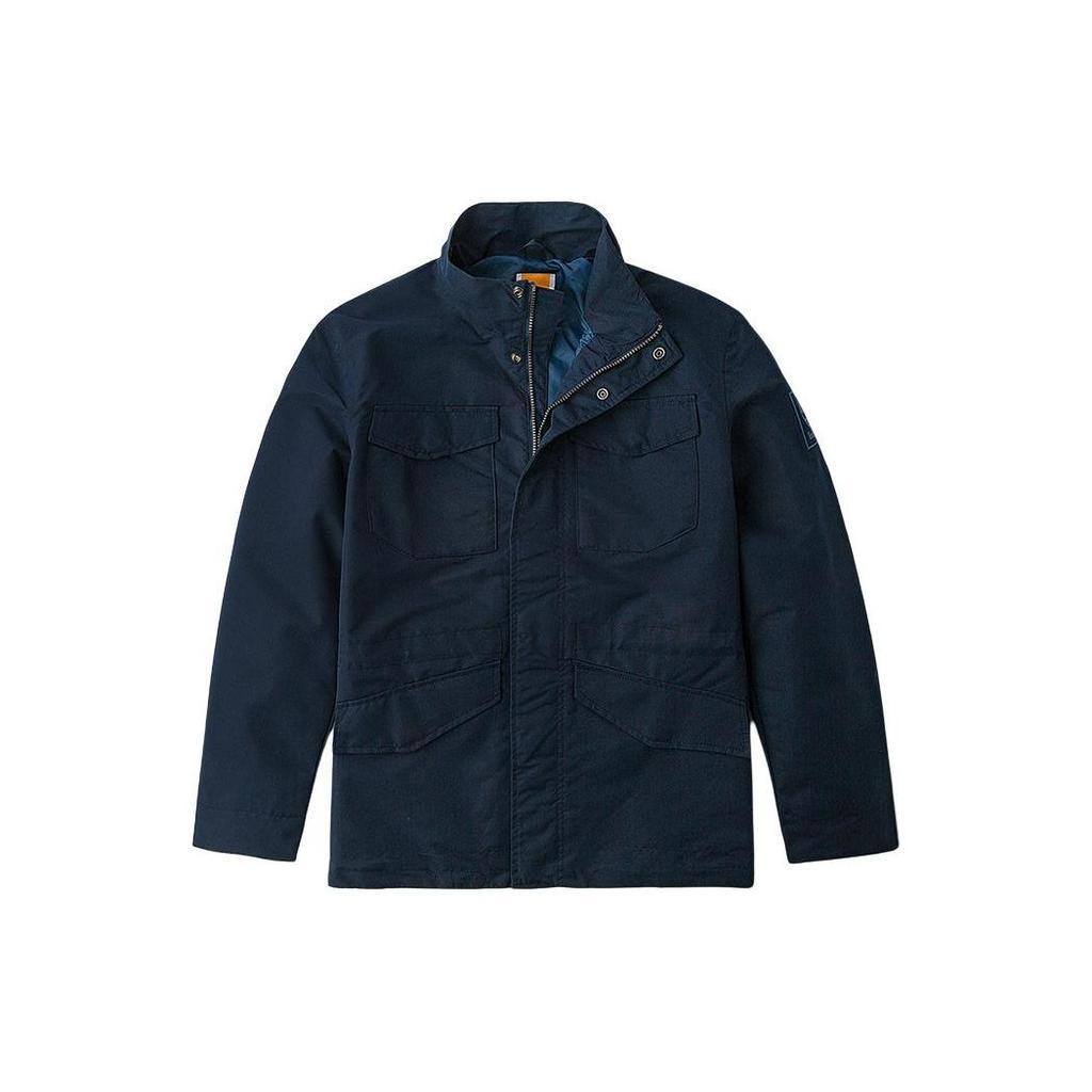 Timberland Куртка мужская водонепроницаемая с сплошным логотипом и воротником-стойкой, повседневная, темно-синяя, A2P6B-433