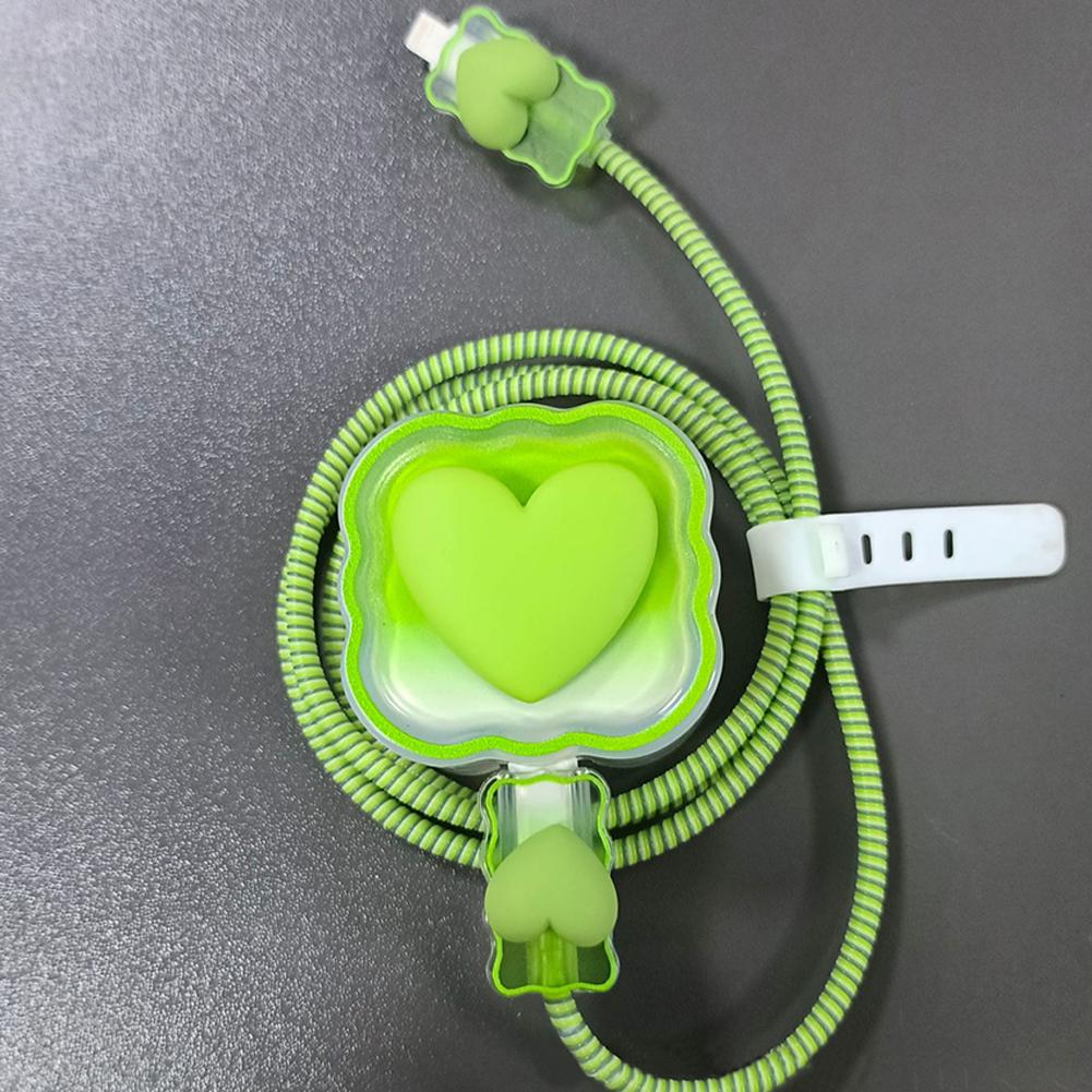 4 в 1 Love Heart зарядное устройство кабель защитный чехол для iPhone 15 14 11 16 18w 20w зарядная головка защитный чехол намотчик аксессуары