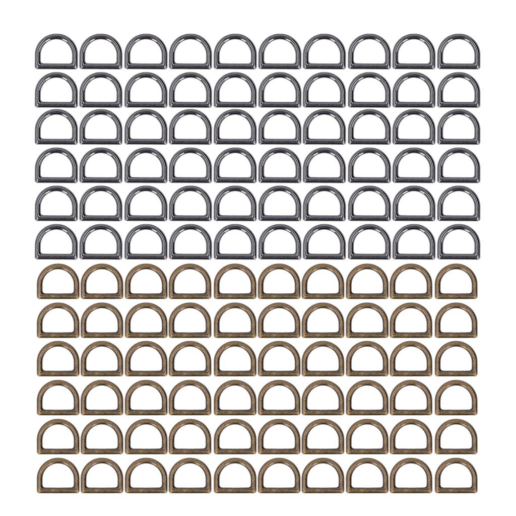 120 шт. металлических D-образных колец с прочной несущей способностью, бесшовный интерфейс, цинковый сплав, бронза, серебро, черная D-образная пряжка