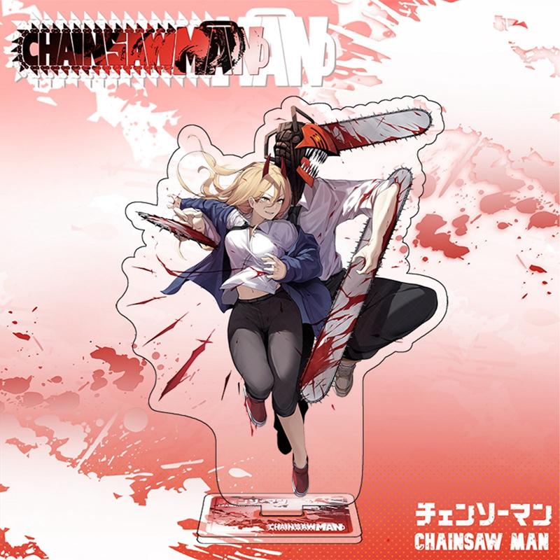 15cm Anime Chainsaw Man Action Figure Stand Model Denji Pochita Makima Power Beam Angel Acrylic Standing Sign Toy Fans