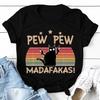 Модные забавные футболки с принтом Pew Pew Madafakas для женщин, летние повседневные футболки с короткими рукавами, топы с круглым вырезом
