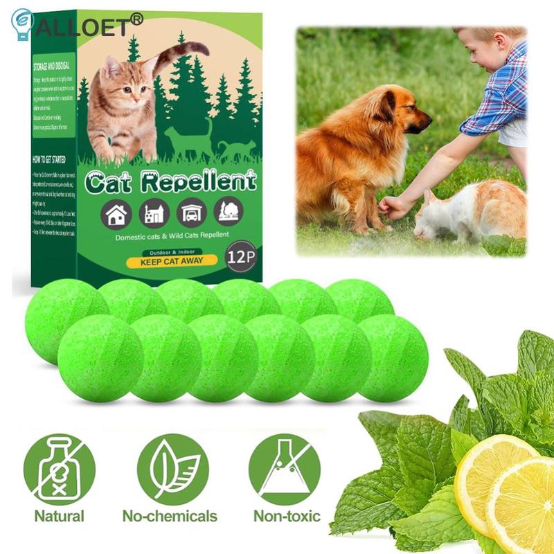 12 Pakke Katteafskrækker Bold Naturlig Pebermynteolie Katteafskrækningsmiddel Hundeafrækkende Hold Katte Væk fra Gårdhave Have Græsplæne Planter
