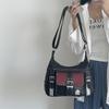 Retro Patchwork Shoulder Bag For Women Soft Leather Crossbody Bag Cool Girl Messenger Bag Shopping Purse Handbag
