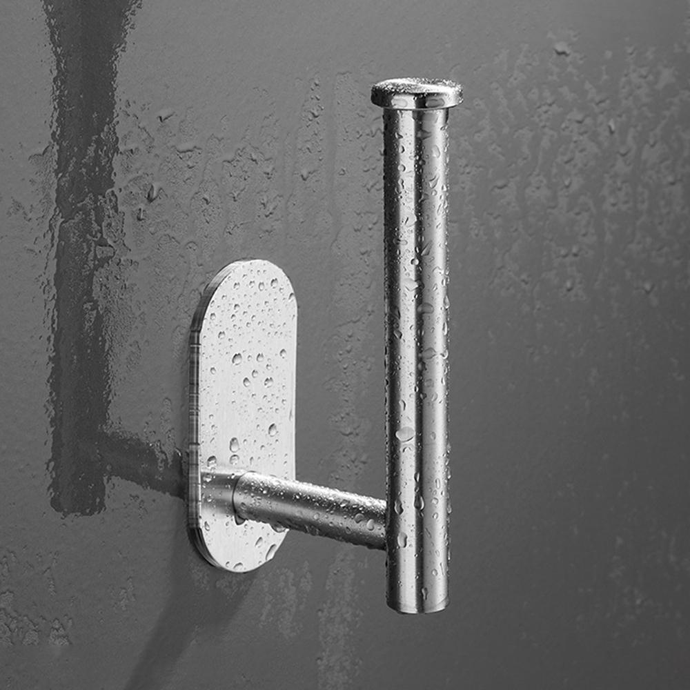 1PC Stainless Steel Roll Paper Holder Kitchen Plastic Wrap Wall Mount No Punch Hat Hanger Toilet Paper Holder Storage Hook KTY