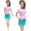 5 Girlish Outfits for 30cm Dolls Floral Dress Flower Shorts Tops Pink Clothes for 1/6 11.5 Inch Doll Gift Set for Girl Toy