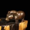 Vintage Purple Hippopotamus Statue Copper Craft River Horse Ornament Feng Shui Home Decoration Accessories Desk Decor Gift