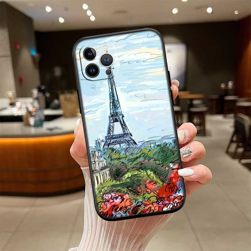 UP42 Paris Eiffel tower New High-End Shell Phone Case for iPhone 16 15 14 13 12 Pro Max Plus Mini