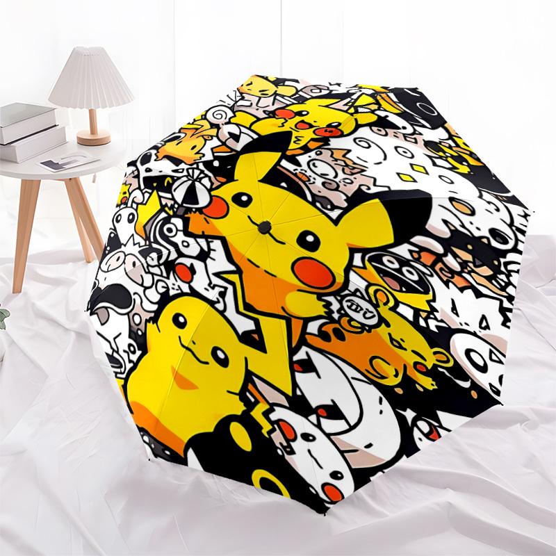 1pc Pikachu Pokemon Automatic Folding Umbrella, Sturdy And Durable Automatic Folding Umbrella with 8 Ribs,  a0911066