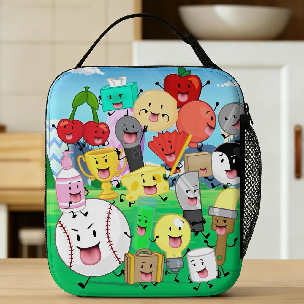 BFDI Inanimate Insanity Изолированные Сумки-Ланчбоксы Большая Вместимость Битва за Остров Мечты Многоразовая Термосумка Ланч-Бокс Сумка-Тоут Сумка для Еды