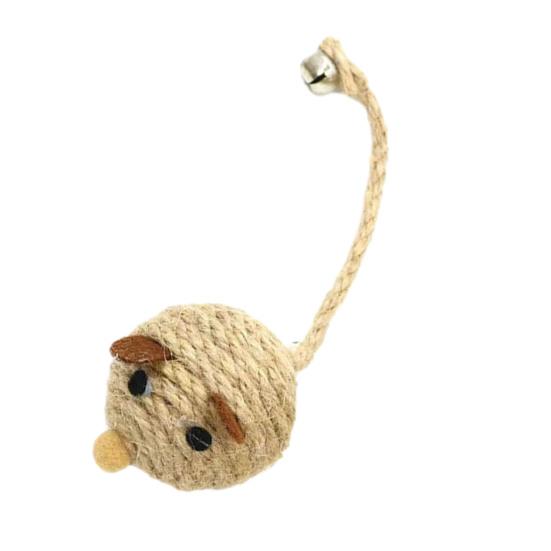 Natural Sisal Toy for Cats Handwoven Sisal Balls Mice Toys with Feather/Bell Interactive Cat Scratcher Chew Toy for Kitten Kicker