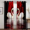 Red Rose Flower White Swan 3D Design Luxury Window Curtains for Girls Living Room Bedroom Home Decor 2 Pieces Free Shipping